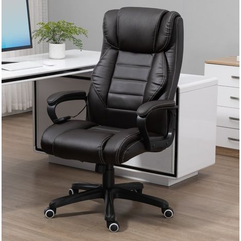 Sedia da ufficio 64x74x112-120 cm marrone in similpelle con massaggio 6 punti e altezza regolabile (1/4)