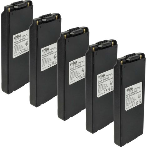vhbw 5x Akku kompatibel mit Icom IC-F4N, IC-F4S, IC-F3S, IC-F4, IC-F4SW Funkgerät, Walkie Talkie (1800 mAh, 9,6 V, NiMH) + Gürtelclip