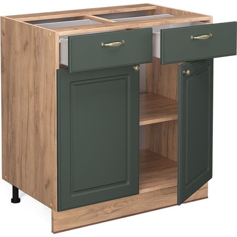 Mobiletto base per cucina Fame-Line, Verde-oro rustico, 80 cm senza piano di lavoro, Vicco (1/5)