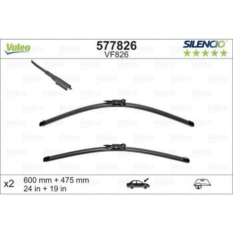 Balai d'essuie-glace Valeo 577826 AUDI 8P1955425H 8P1955425J 8P7955426