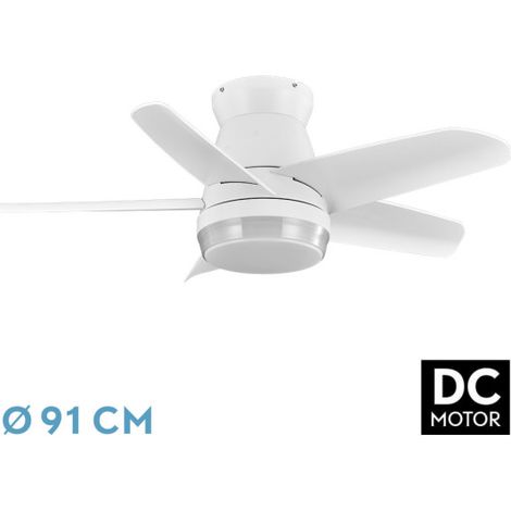 Ventilador Dc Neutron 24w 2400lm Blanc 5 Aspas 91d  3000k,4500k,6000k, Remoto+temporizador+memoria (1/2)