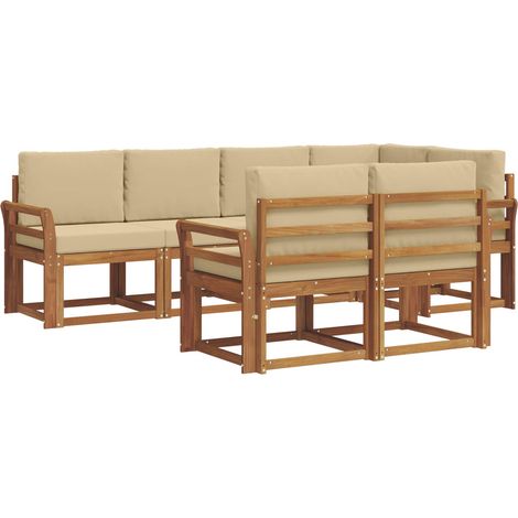 Conjunto de sofás de exterior 7 uds. Natural y Beige vidaXL (1/5)
