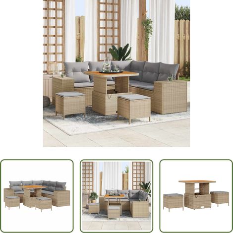 Gartenmöbel -  Garten-Sofa-Set mit Kissen mit Kissen 8 pcs Beige und Hellgrau (1/5)