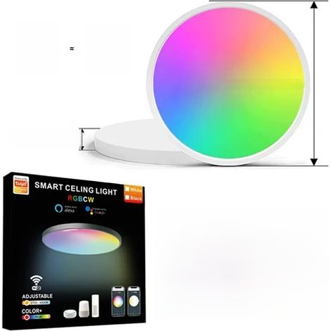 Plafonnier intelligent (blanc) 24 W 220 V, contrôle via application, compatible avec Alexa et Google Home (1/5)