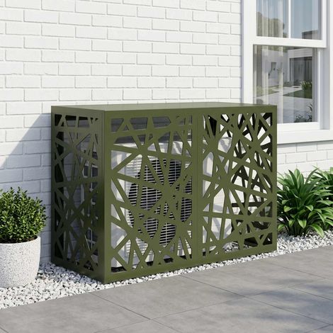 vidaXL Funda para Aire Acondicionado Verde oliva 90 x 40 x 60 cm Acero (1/5)