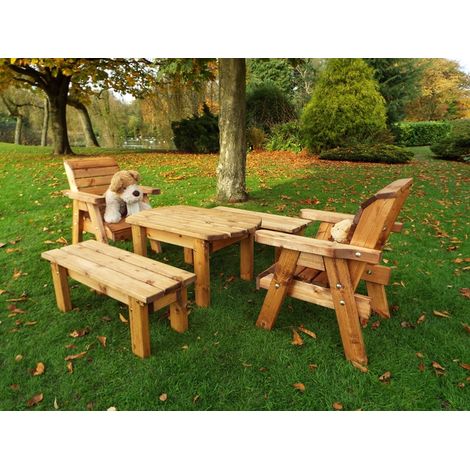 Little Fellas Medium Table Set, Wooden Garden Furniture for Children - W240 x D214 x H77 - Fully Assembled
