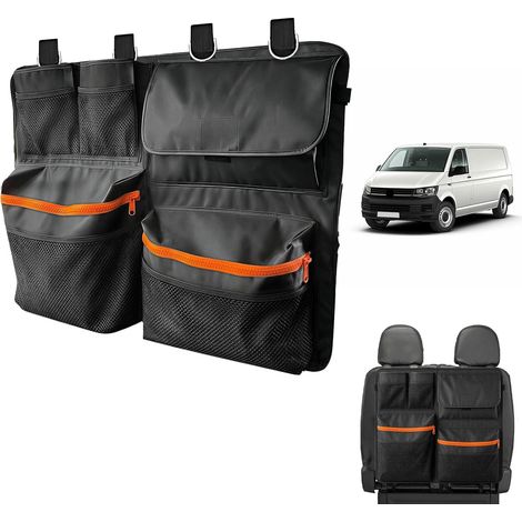 Organiseur de Coffre pour VW Transporter T5 T6 T6.1 California, Protection de Dossier de Siège Pliable avec Poches Grande Capacité, Facile À Installer Idéal pour Voyages et Quotidien,Personnalisé pour (1/5)