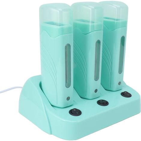 Lot de 3 Chauffe-cire à Rouleau avec Interrupteur Indépendant, Épilateur à Cire Chauffante, Prise UE 220V, pour SPA et Usage Domestique (1/5)