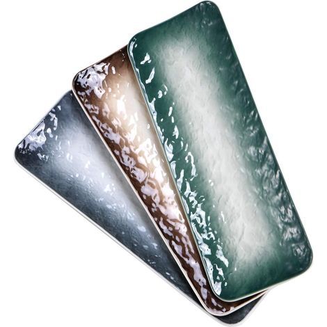 Plats en céramique de 11,5 pouces - Assiettes rectangulaires à texture en relief pour sushi - Plateaux de service en porcelaine pour apéritifs, décoration de table et réception des invités (lot de 3 c (1/5)