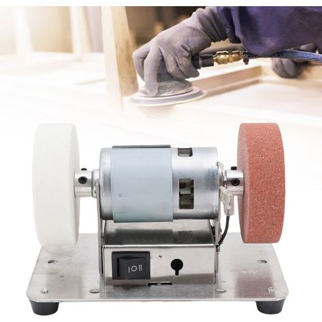 Amoladora de mesa multifuncional de 100 W (70 mm) con 2 discos de amolar para metal, madera, herramientas de corte y joyería. (1/5)