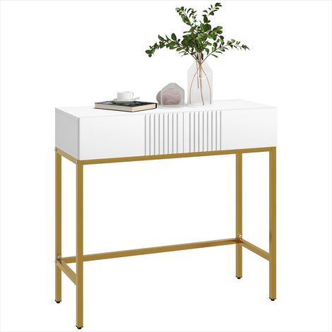 Console rangement 2 tiroirs blanc laqué 80 x 31,5 x 75 cm (1/5)