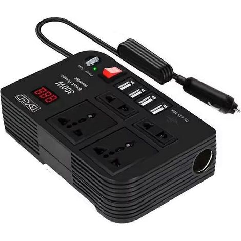 300-W-Hochleistungs-Kfz-Konverter, 12 V DC auf 220 V, mehrfarbig, Schwarz (1/5)