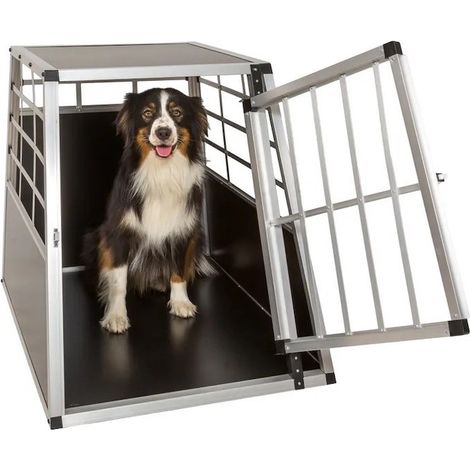 Cage grande de transport solide en métal et bois Arrière droit pour chiens