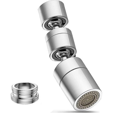 Aérateur de robinet pivotant à 720 degrés, 2 fonctions de pulvérisation, filetage interne de 22 mm et fixation de robinet à filetage externe de 24 mm Mousseur et brise-jet pour robinet (1/5)