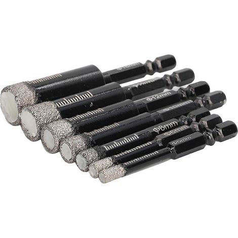 7-teiliges Diamantbohrer-Set für Nass- und Trockenbohrungen, Kernbohrer mit Sechskantschaft, Diamant-Lochsägen-Set für T