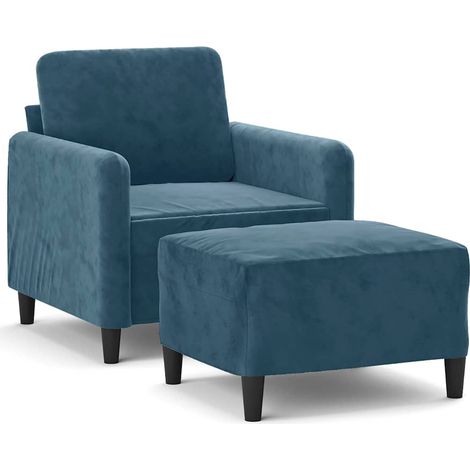 Maison Exclusive - Sessel mit Hocker Blau 60 cm Samt