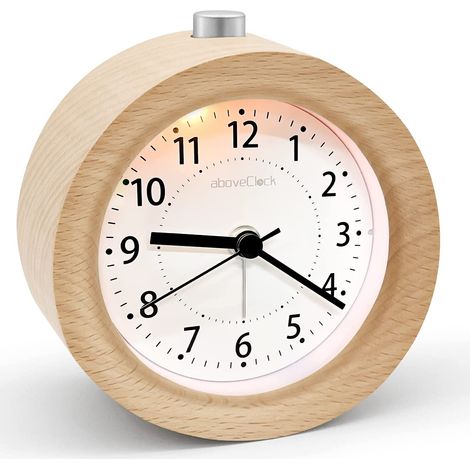 Réveil Matin avec Mode Snooze aboveClock Nano Réveil Bois sans Tic-Tac Réveil Analogique à Aiguilles Classique Veilleuse Alimenté par Pile (1/5)