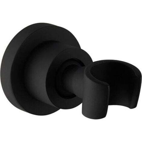 Duschhalterung aus schwarzem Edelstahl, Wandmontage, 360° drehbare Handbrausehalterung, rund