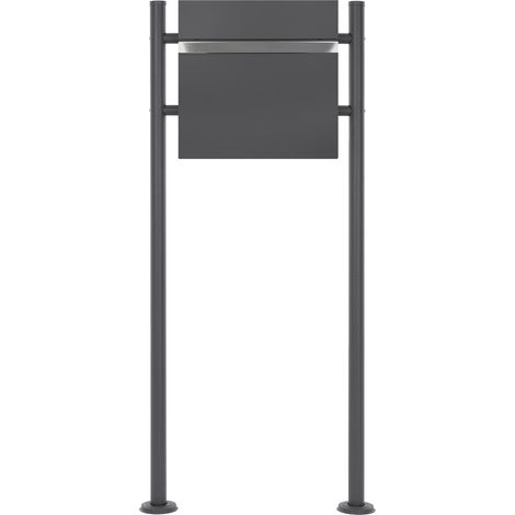 ECD Germany Standbriefkasten mit Zeitungsfach, Design Briefkasten mit Pfosten, Briefkastenständer Anthrazit 120cm Edelstahl pulverbeschichtet, Postkasten Anthrazit 37x36,5cm pulverbeschichteter Stahl