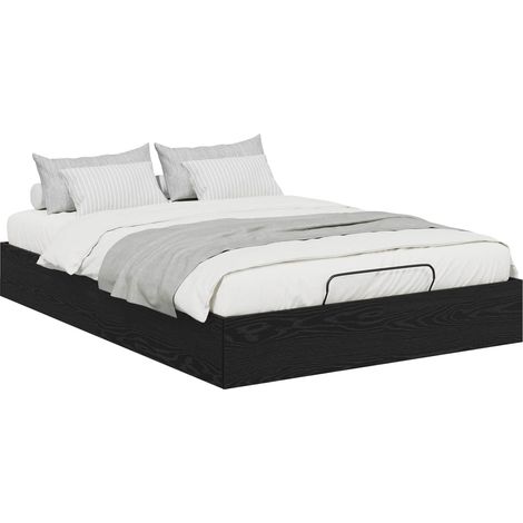 Lit double,Lit adulte,Cadre de lit ottoman avec stockage Chêne Noir 203 x 140 x 25 cm (1/5)