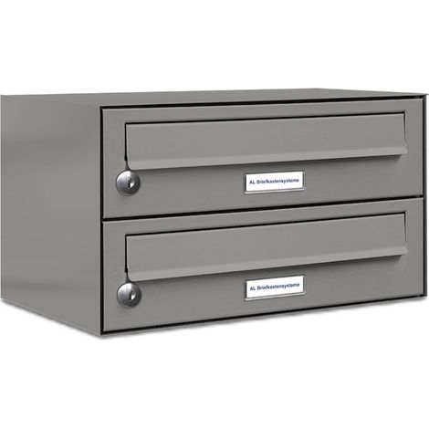 2er Premium Briefkasten RAL Farbe 9007 für Außen Wand Postkasten L (1/5)