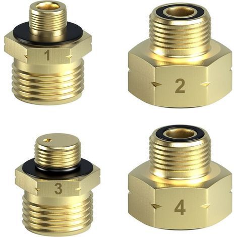 Set mit 4 europäischen Adaptern für Gasflaschen, Messingadapter für Campinggas, zum Anschluss von Druckreglern an ausländische Gasflaschen. (1/4)