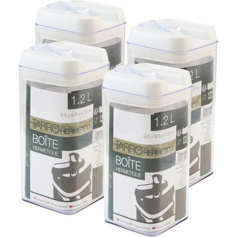 Boîte hermétique alimentaire - JUANIO - Lot de 4 - 1.2 L - ABS haute résistance - Transparent (1/3)