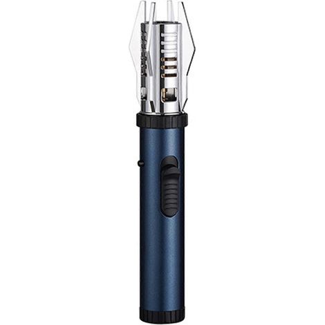 Bleu givréBriquet à butane coupe-vent rechargeable, briquet de poche à butane coupe-vent pour l'éclairage de camping (1/5)