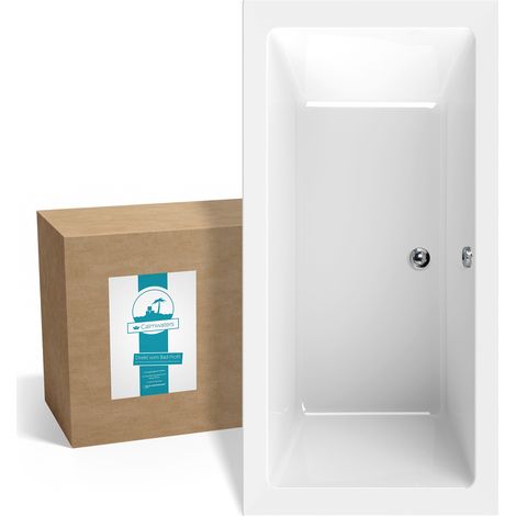 Calmwaters® Rechteck-Badewanne 200x90 cm, Acrylwanne Modern Square 2, Duo-Badewanne für zwei Personen, ergonomische Körperformbadewanne, Maße 200 x 90 cm, Rechteckbadewanne Weiß, 02SL3323 (1/5)