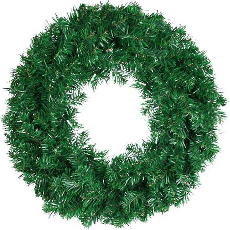 Haustürkranz, grün, realistisch, aus PVC und Eisendraht, umweltfreundlich, lebendige Weihnachtsgirlande für den Eingangsbereich während der Weihnachtszeit-40cm