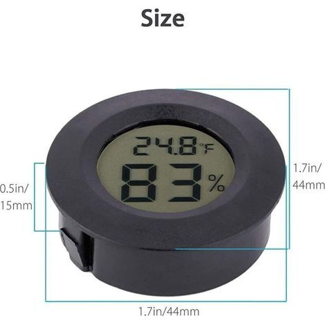 Mini Hygromètre Thermomètre Moniteur LCD Numérique Jauge d'Humidité Intérieure Extérieure pour Humidificateurs Déshumidificateurs Serre Sous-Sol Salle de Bébé Black-2pcs (1/3)