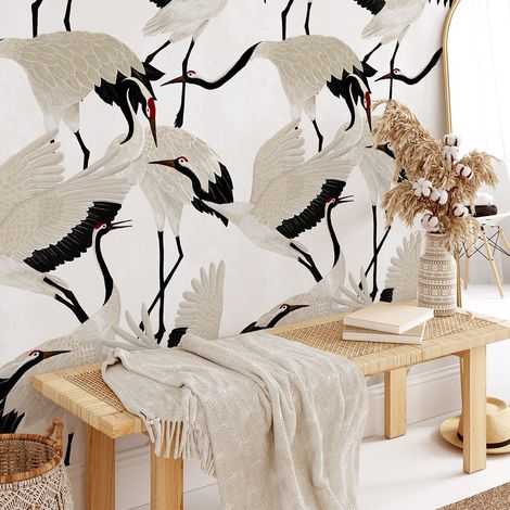 Papier peint moderne et élégant à motif oriental pour salon Aironi Bianchi