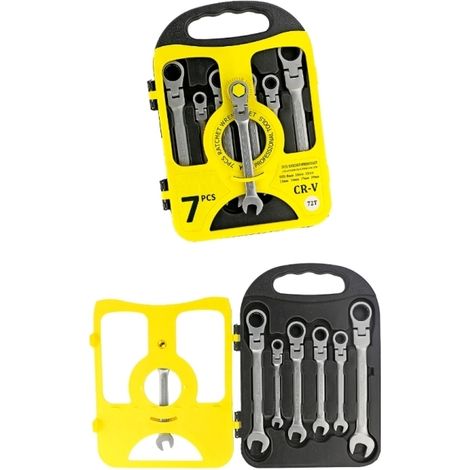 Chiavi combinate a cricchetto con snodo/snodabili set 13 pz 8-32mm in valigetta (1/2)