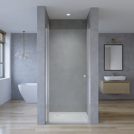 Nische Dusche Drehtür 70 75 80 90 100 cm Einscheibensicherheitsglas Duschtür Nischentür Pendeltür Glastür für Duschkabine 80x187 cm Wandausgleich 15 mm & 20 mm (1/5)