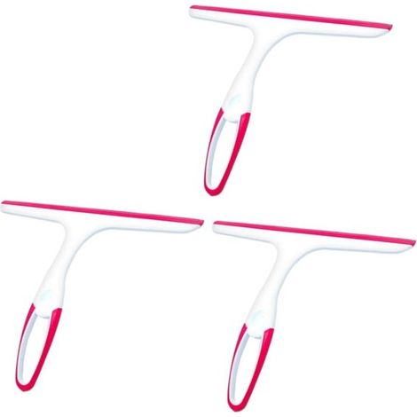 Set di 3 raschietti per la pulizia del vetro，adatti per finestre，porte e piastrelle，resistenti al calore，colore rosso rosato