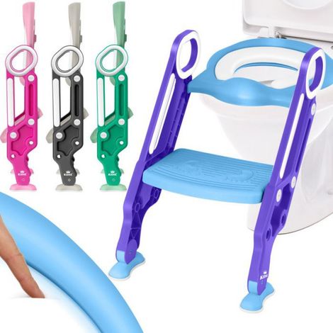 Réducteur de toilettes avec marchepied - - Pliable et facile à ranger - Assise rembourrée et confortable (1/5)