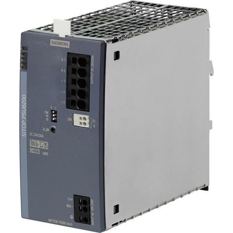 Alimentation pour rail DIN Siemens, série SITOP PSU6200, 24V c.c. 20A, 85 264V c.a., 480W ( Prix pour 1 ) (1/2)