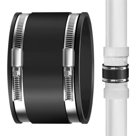 100 mm Manchon Caoutchouc Tuyau, Raccord Flexible en Caoutchouc avec deux colliers en acier inoxydable, Manchon en caoutchouc flexible, pour ventilateur tubulaire, filtre à charbon (1/5)