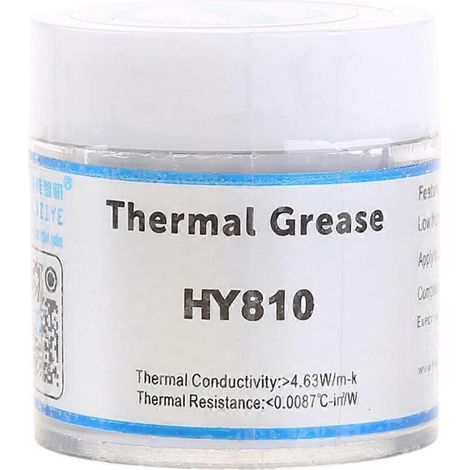 Pâte thermique silicone HY810-CN10 pour dissipateur thermique de processeur, couleur grise (1/5)