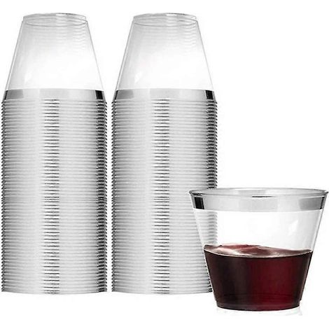 25-cl-Einwegbecher aus stabilem Kunststoff. Transparentes Weinglas aus Kunststoff, ideal für Partys und Hochzeiten. Praktisch und ansprechend.