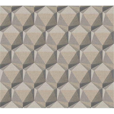 Graphic wallpaper wall Profhome 387481 hot embossed non-woven wallpaper slightly textured with geometric shapes matt beige grey taupe anthracite 5.33 m2 (57 ft2) (1/5)