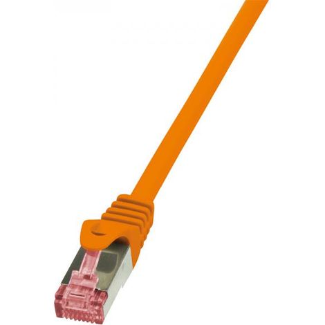 LogiLink  CQ2018S RJ45 Cavo di rete, cavo patch CAT 6 S/FTP 0.25 m Arancione Ritardante di fiamma, con protezione 1 pz.