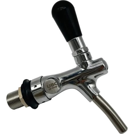 UBC rubinetto per birra, rubinetto per birra a chiusura automatica - con compensatore, cromato, lunghezza filettatura: 35 mm