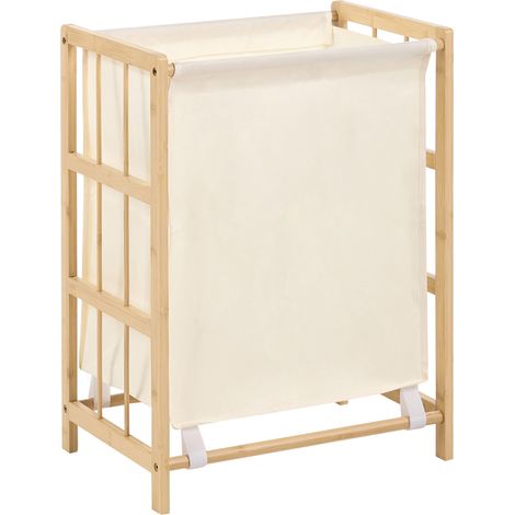 Cesta para la ropa sucia con estructura de bambú y tela estilo escandinavo marrón claro Merin (1/5)