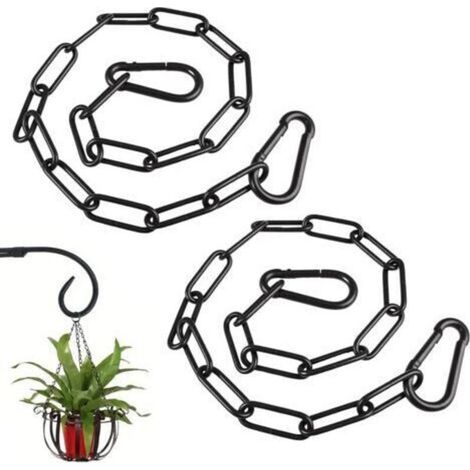 Kette aus Edelstahl 304, 2 x 60 cm, mit 4 Karabinern, 3 mm Durchmesser, ideal für Heimwerkerprojekte. Schwarze Metallkette, perfekt zum Aufhängen einer Wäscheleine.