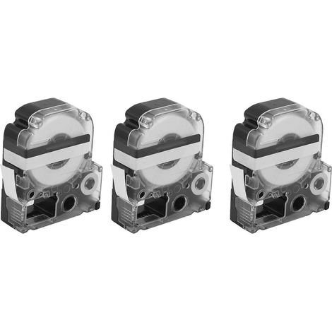 Lot de 3 rubans d'étiquetage de 12 mm, noir sur blanc, pour imprimante Epson/KingJim (1/5)