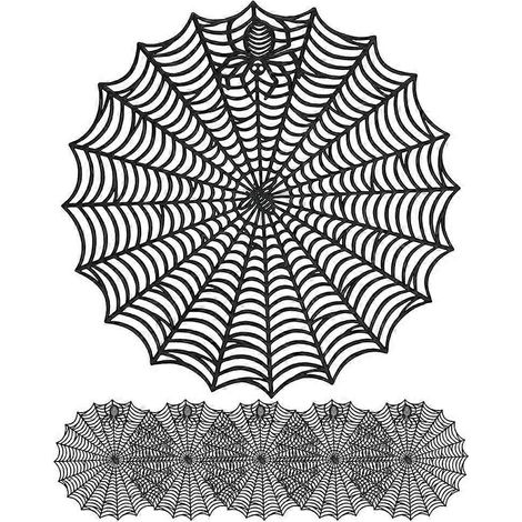 Lot de 6 sets de table Halloween en forme de toile d'araignée, sets de table ajourés en forme de toile d'araignée-38.00X38.00X0.20CM-Black (1/4)
