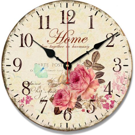 Horloge murale vintage silencieuse en bois de 12 "30 sans tique (1/3)