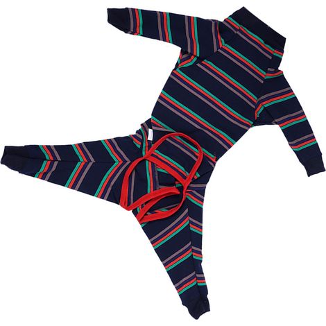 Récupération costume anti pour chien automne animal de compagnie intérieur extérieur foncé bleu couleur bande XS respirant (1/5)