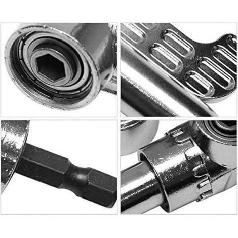 Adaptateur Perceuse Angle Droit - 105 Degres - Tige Hexagonale 6 35 Mm - Pour Espaces Restreints - Lot De 2 (1/5)